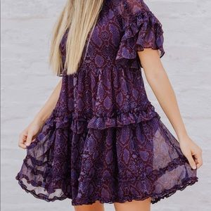 NWT Karlie Snake Ruffle Dress SZ M